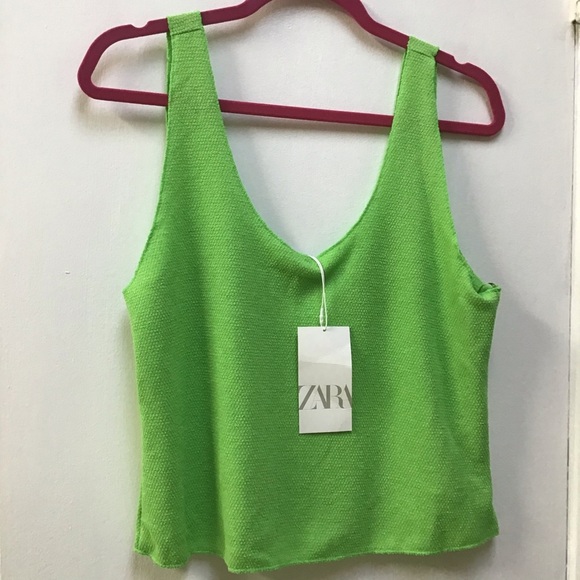 Zara green crop top NWT - Picture 1 of 7